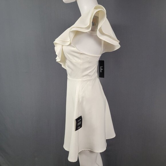 Lulus Ruffle Mini Dress XS Ivory Flutter Sleeves Romantic - Picture 4 of 10
